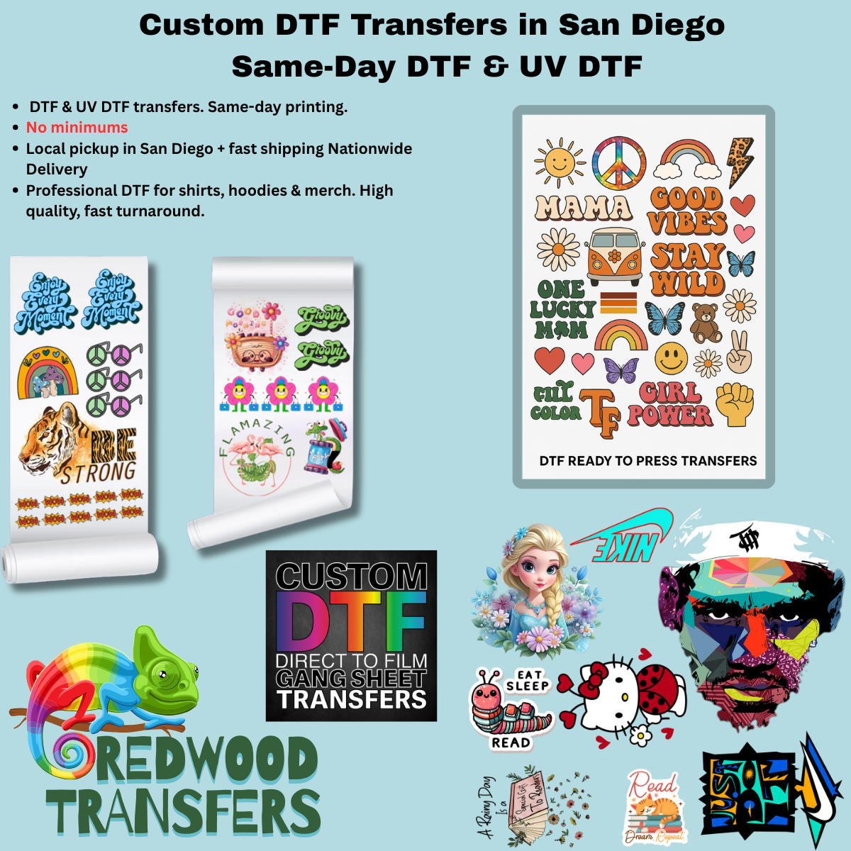 Custom DTF Transfers in San Diego | Same-Day DTF & UV DTF – Redwood Tr ...